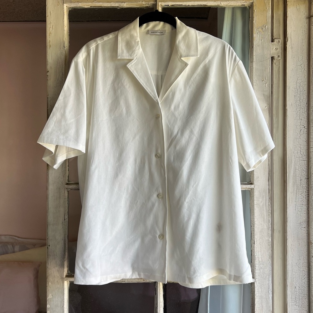 NWT Rebecca Taylor Linen Cabana Shirt Full Moon XS